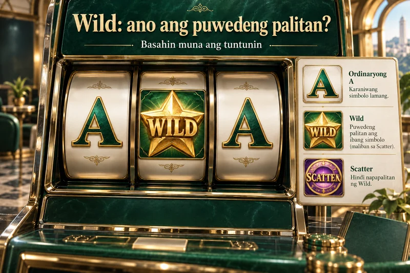 Kathang slot na may A-Wild-A at hiwalay na paliwanag sa ordinaryong simbolo, Wild at Scatter