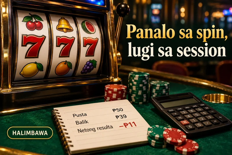 Slot reels at kathang-isip na tala ng taya at balik